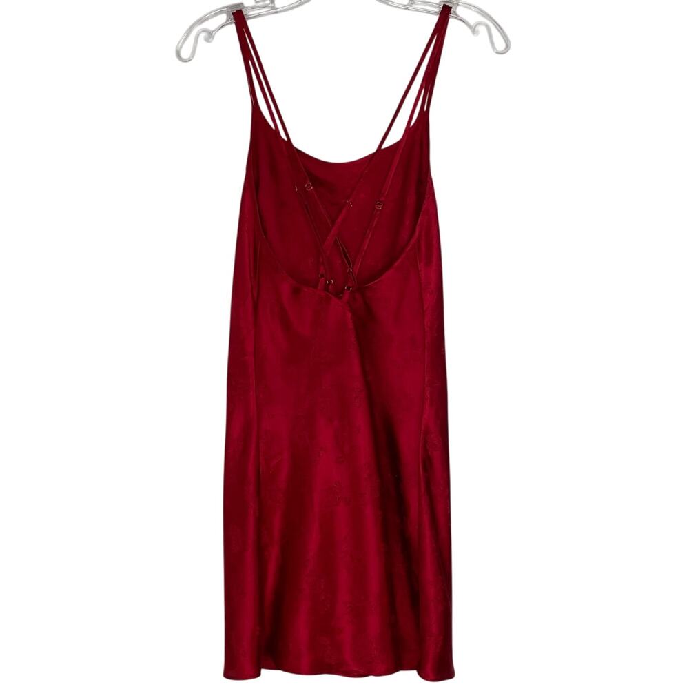 Victoria Secret Red Floral Satin Slip Mini Gown Women's Medium Romantic Evening